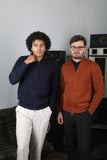 Two Stedford Model standing in a room with audio equipment