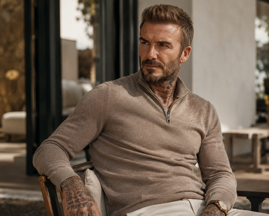 David Beckham's Quarter-Zip: What It Teaches Men About Quiet Luxury Knitwear (At Any Budget)